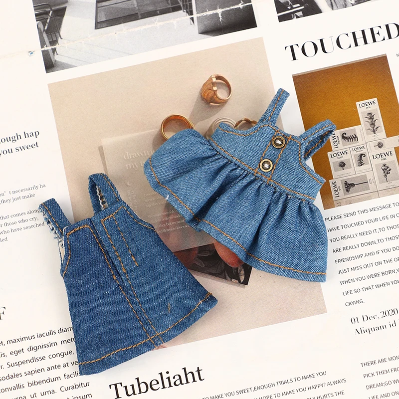 1/12 Pop Denim Bretels Jurk Poppen Kleding Accessoires Mini Pop Verkleedspeelgoed Voor Meisjes Verjaardagscadeaus Alleen Kleding