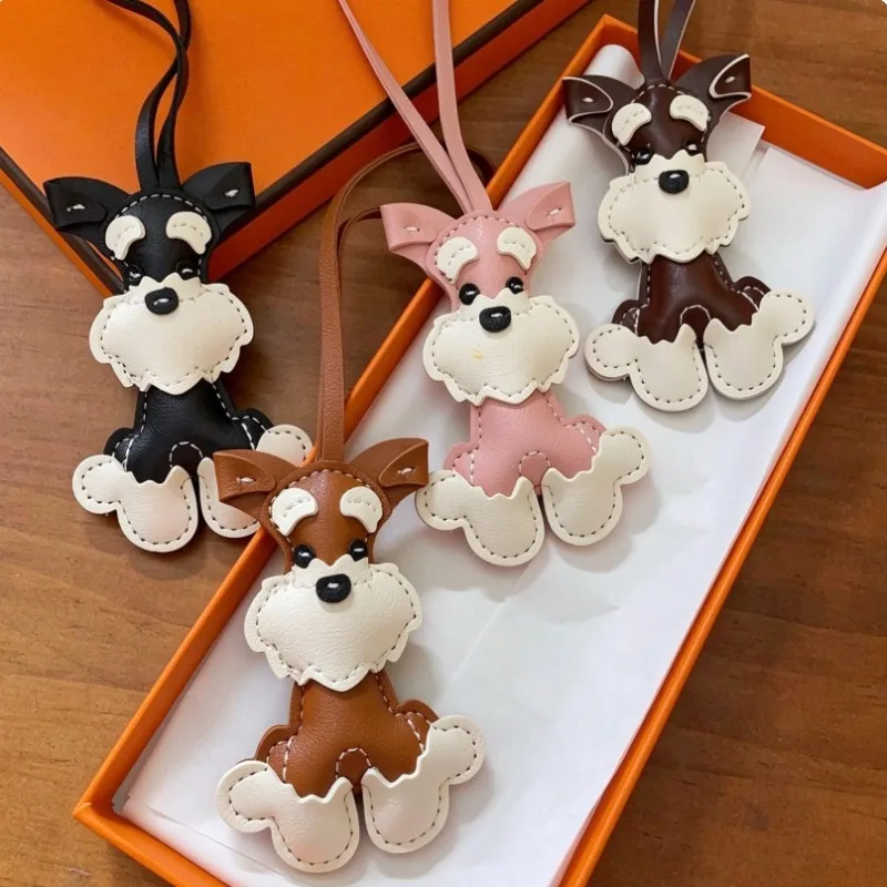 Schnauzer hand-sewn car key pendant book bag pendant dog cute custom couple gift men and women