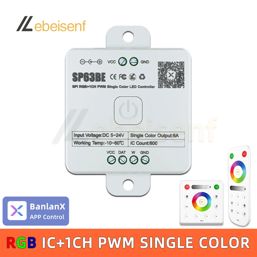 DC 5-24V Magic Color RGB 600 ICs + Single Color PWM Dimmer&2.4G Wireless Touch Remote Control 12V Smart Bluetooth LED Controller