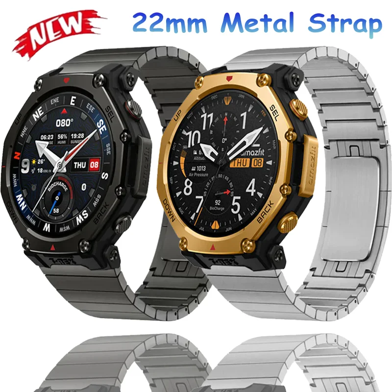 

Металлический ремешок 22 мм для Amazfit T-Rex3 Pro 48 мм/Balance 2-1/Bip, ремешок для часов из нержавеющей стали для Huawei Watch GT6-5-4 46 мм, аксессуары