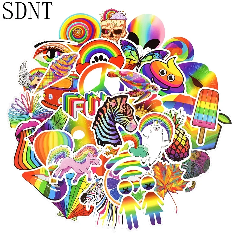 50 PCS Rainbow Graffiti Sticker Colorful Cute Dream Color Anime Vsco Stickers Pack for DIY Guitar Skateboard Laptop Suitcase Car