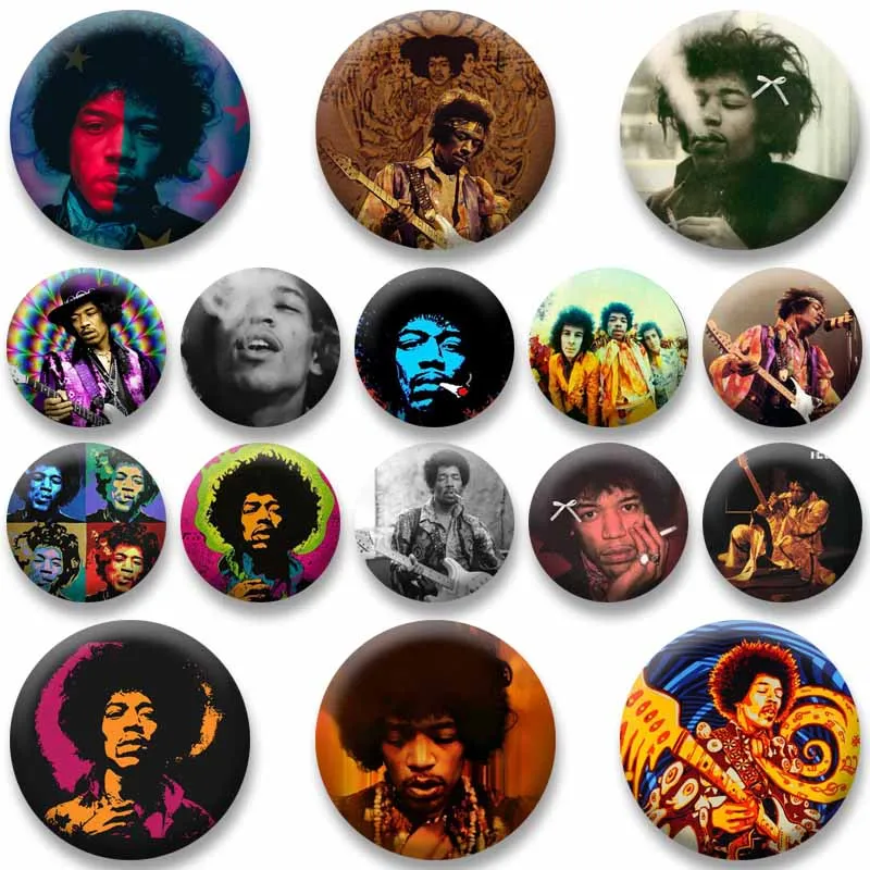 Classic Rock Singer Jimi Hendrix Brooch Electric Guitarist Lapel Pins Bag Clothes Shoes Jewelry Ornaments Badge Collectible Gift