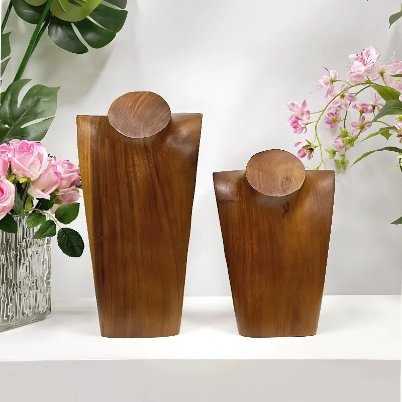 

Fashion Wooden Necklace Display Stand, Big Large Wooden Mannequin Bust Jewelry Display Stand, Exquisite Elegant Jewelry Showcase