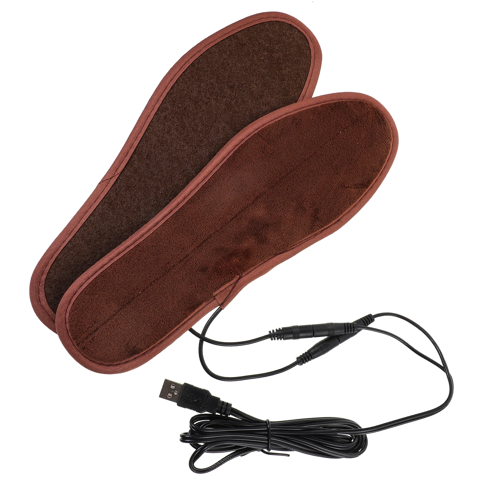 

Winter USB Heated Insoles for Shoes Brown Size 43 Rechargeable Heating Pads Warm Sock Liners Electric Inserts Foot Care Tools