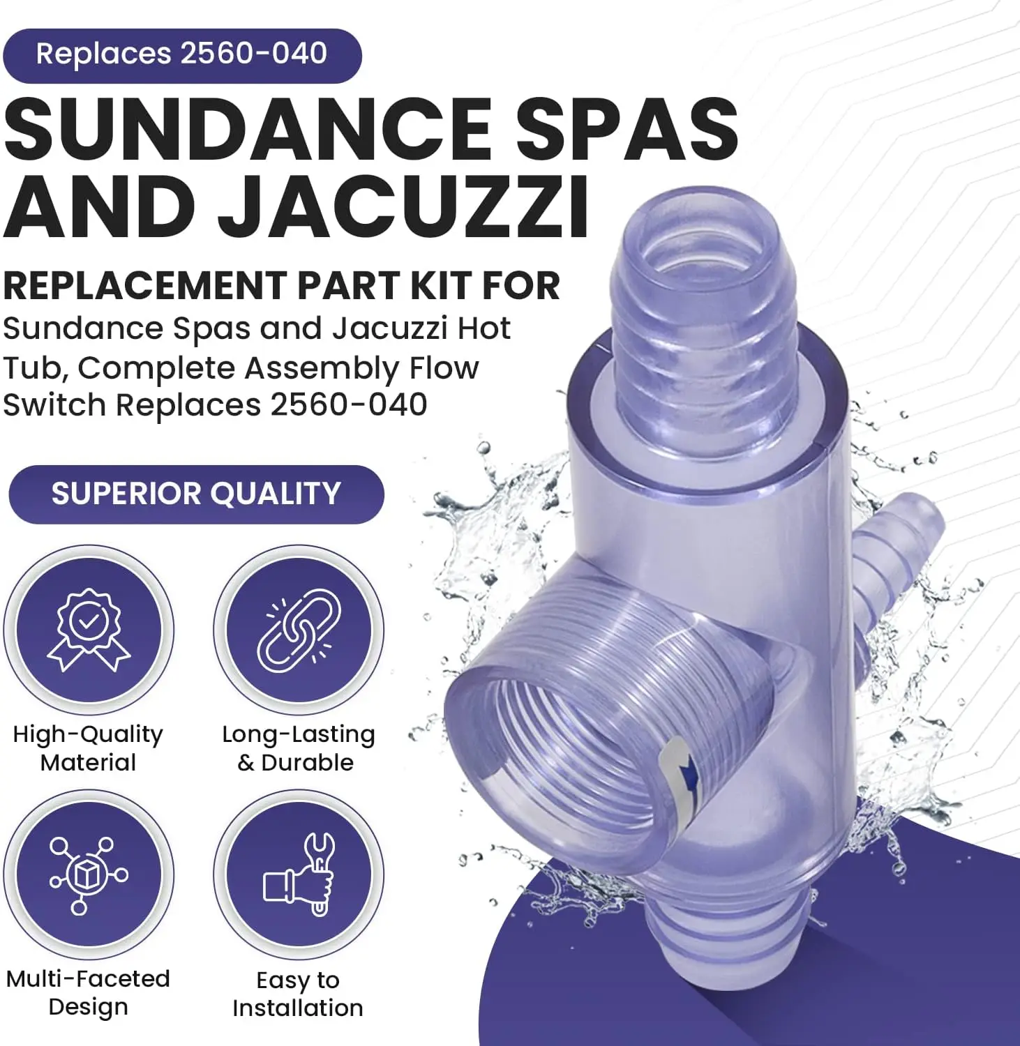 2560-040 Kit de piezas de repuesto de interruptor de flujo apto para Sundance Spas y jacuzzi, repuesto de ensamblaje completo