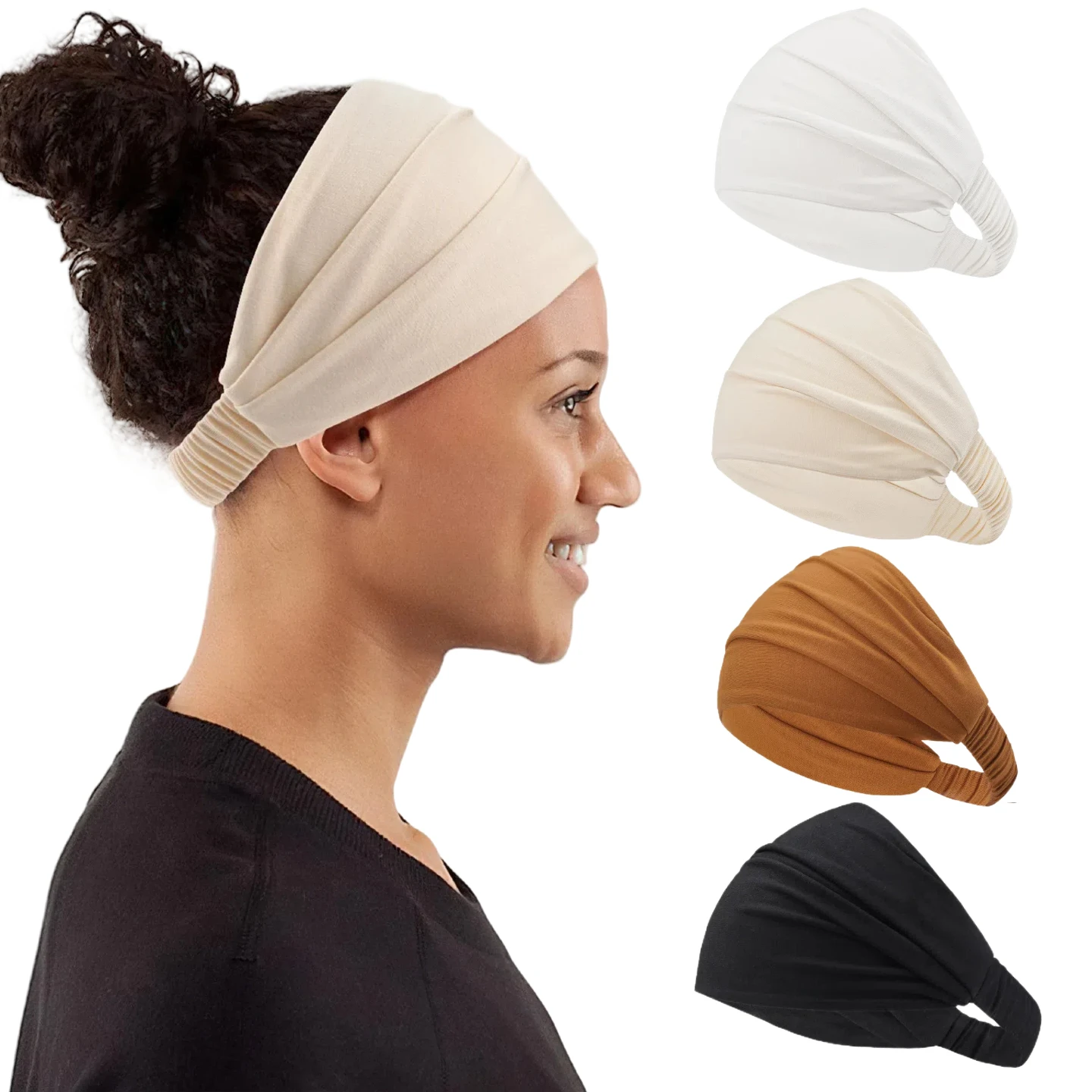 

2pcs Sport Headband Sweatband for Running Yoga Workout, Elastic Breathable Moisture Wicking Fast Drying Hair Band for Women Men