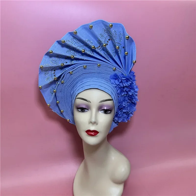 Africký svatební čelenka pro ženy, sebe vyrobené nigerijské gel, gel hele turban aso ebi, svatební čelenka 7L031504