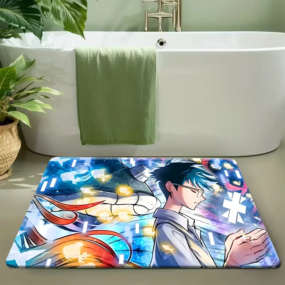 Digimon Adventure Koushiro Izumi & Tentomon Evolution Scene Bath Mat, Non-Slip Water Absorbent Soft Flannel Bathroom Rug, Anime