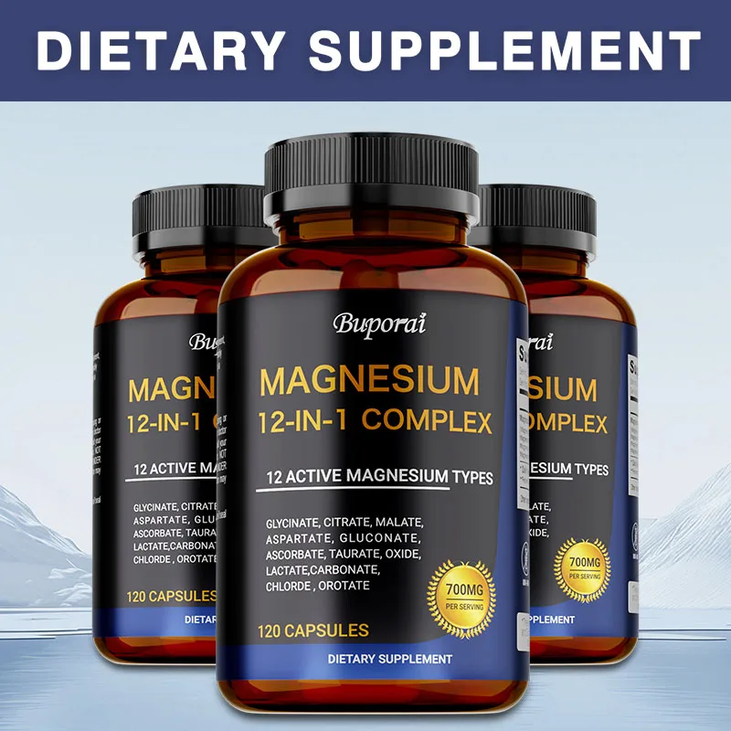 

Magnesium Complex Capsules - Supports Bone and Muscle Health, Enhances Muscle Function, Relieves Cramps, Stress & Anxiety Relief
