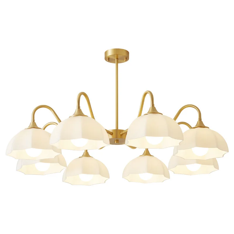 

French style, living room, chandelier, cream wind, lamp, Nordic, pastoral, flower, all copper lamp