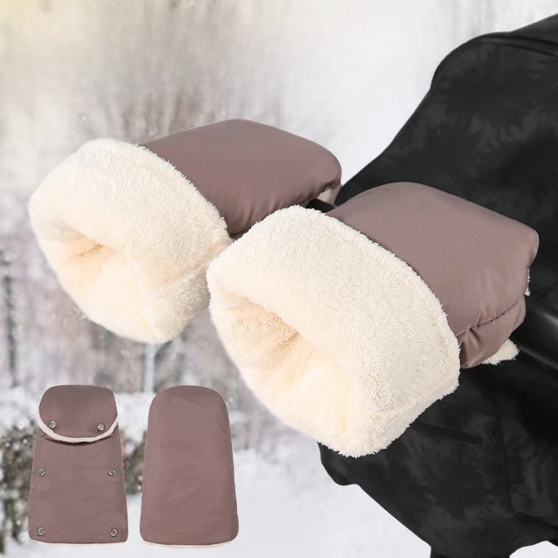

Universal Stroller Mittens Waterproof Windproof Winter Thick Fleece-Lined Handle Covers Keep Hands Warm for Baby Stroller Pram