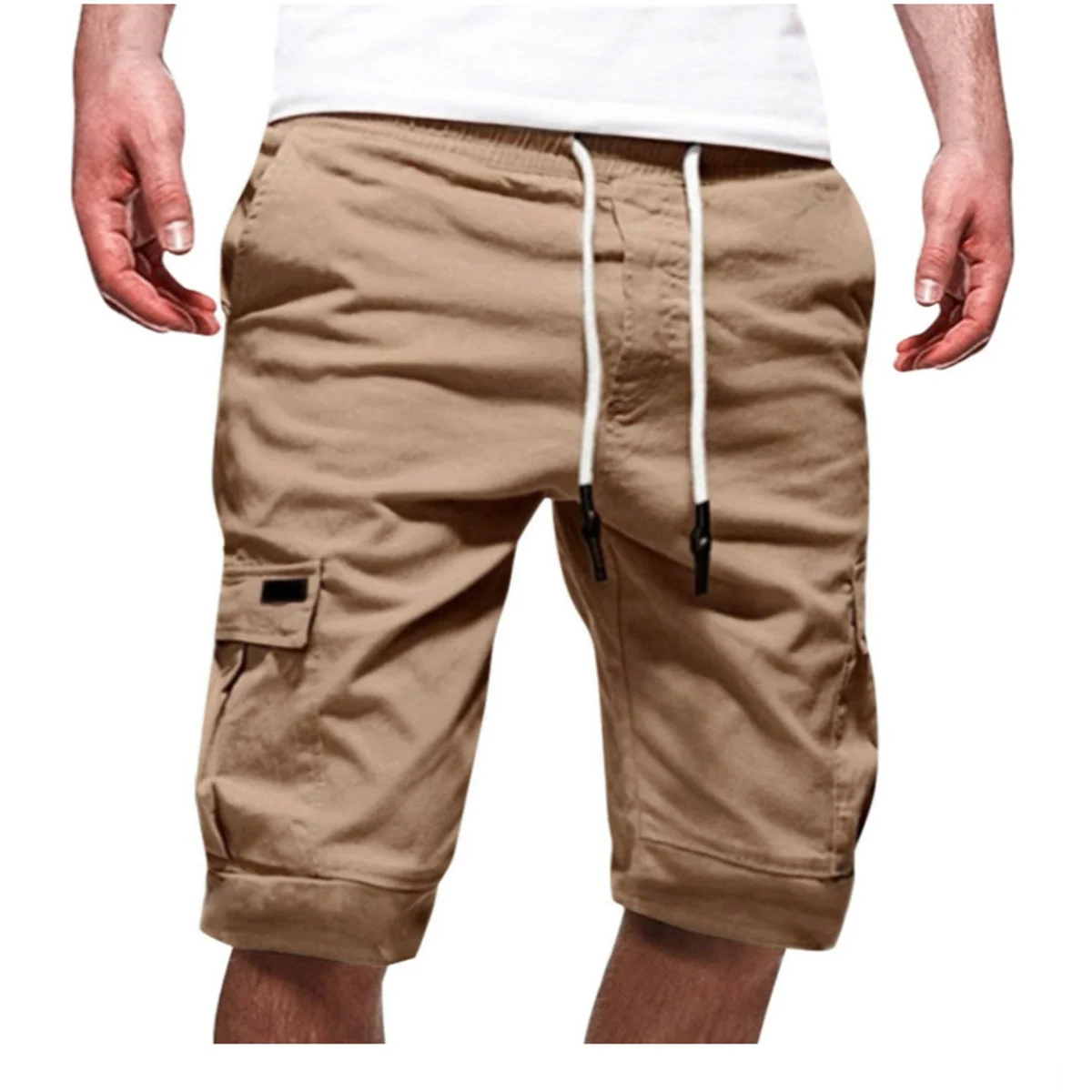 Short de sport en coton et lin pour hommes, poche solide pour documents, loisirs, fitness, été, ventes flash