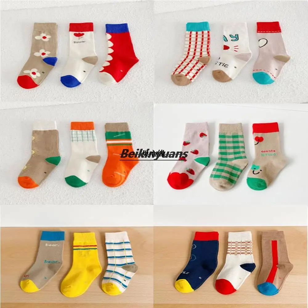 New children's socks in the long spring and autumn baby socks for men and women plaid floret sports tide brand color luxury sock