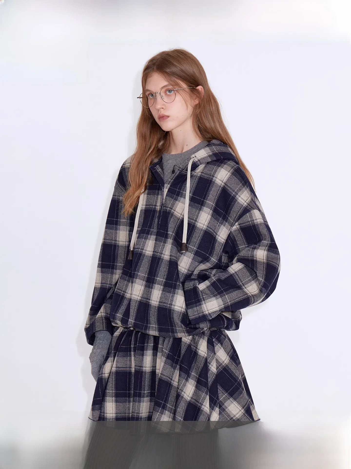 

Fano Winter Casual Plaid Cosite Fce Bot Knitted Fabric Thi Warm Hoodie Women's Loose Fit Long Sve Polyester