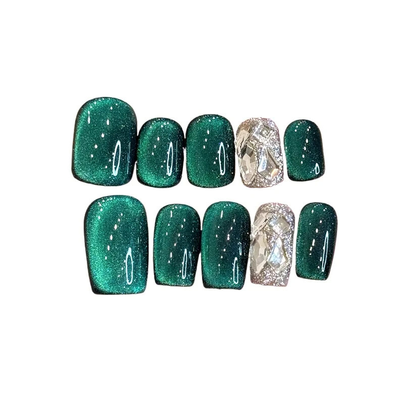 

Cat's eye wearing nail short high-quality wearing pure handmade nail piece Wearable nail patch