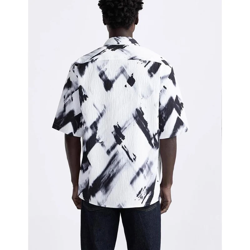 

Новый летний мужской повседневный свободный топ в полоску с принтом морщин ort Sve irt American Sle 7380704