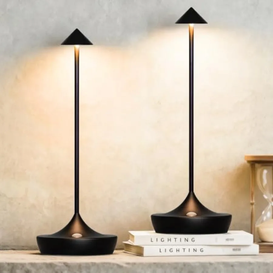 

2-Pack Cordless Rechargeable LED Table Lamps, Metal, 3 Color Touch Stepless Dimmable, IP54 Waterproof Portable Battery Operated