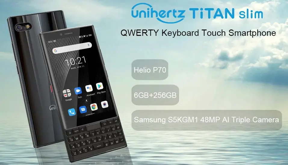 Unihertz-1Titan Slim, Rugged Smart Phone 4.2-inch, NFC full keyboard 4100mAh Battery 6GB+256GB 4G smartphone CPU MTK Helio P70