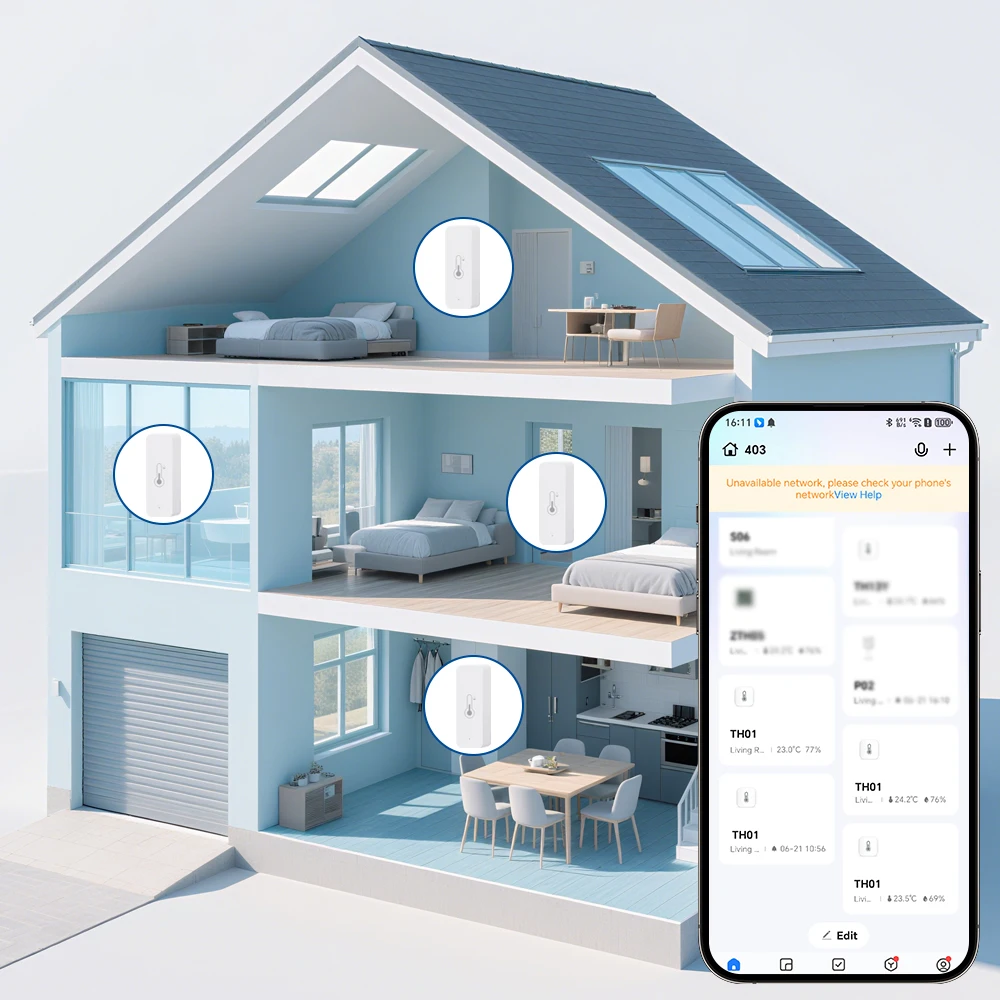Tuya Zigbee WiFi مستشعر درجة الحرارة والرطوبة APP SmartLife التحكم عن بعد للعمل المنزلي الذكي مع مساعد Alexa Google