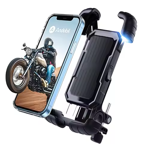 WINNERGO 360&deg; View Motorcycle/Bicycle Phone Holder Shockproof Stand with GPS Clip for 4.7-7 inch Mobile Phones