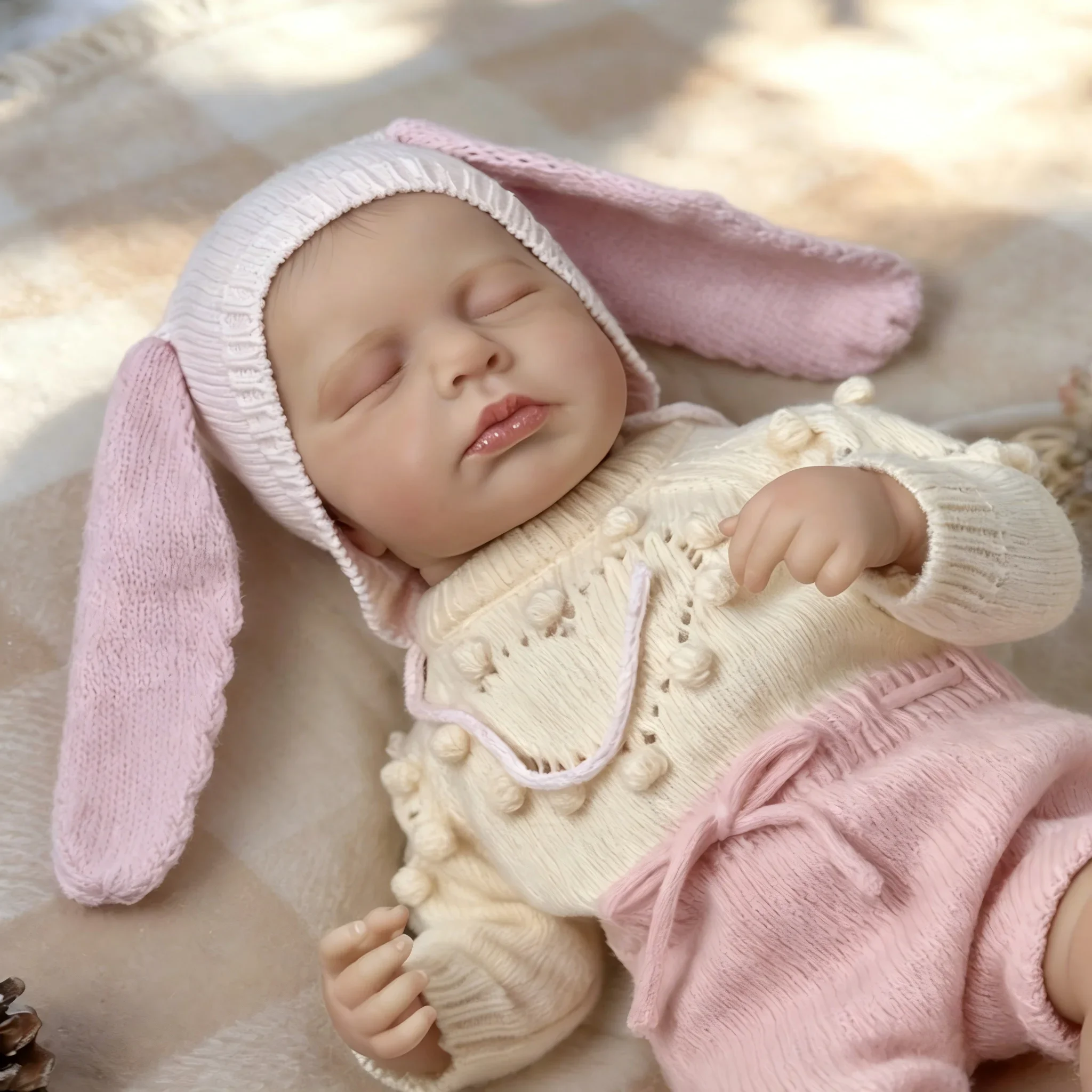 BZDOLL 48cm 19 Zoll Schlafende Reborn-Puppe LouLou, 3D-Haut mit Venen, Vinyl-Arme und -Beine, Stoffkörper, Handgefertigtes Geschenk