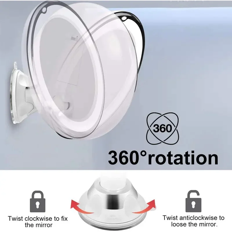 Miroir de maquillage rond à lumière de remplissage LED, grossissement 10X, vanité de bureau verticale |   Essentiel pour un maquillage impeccable et une toilettage sans effort