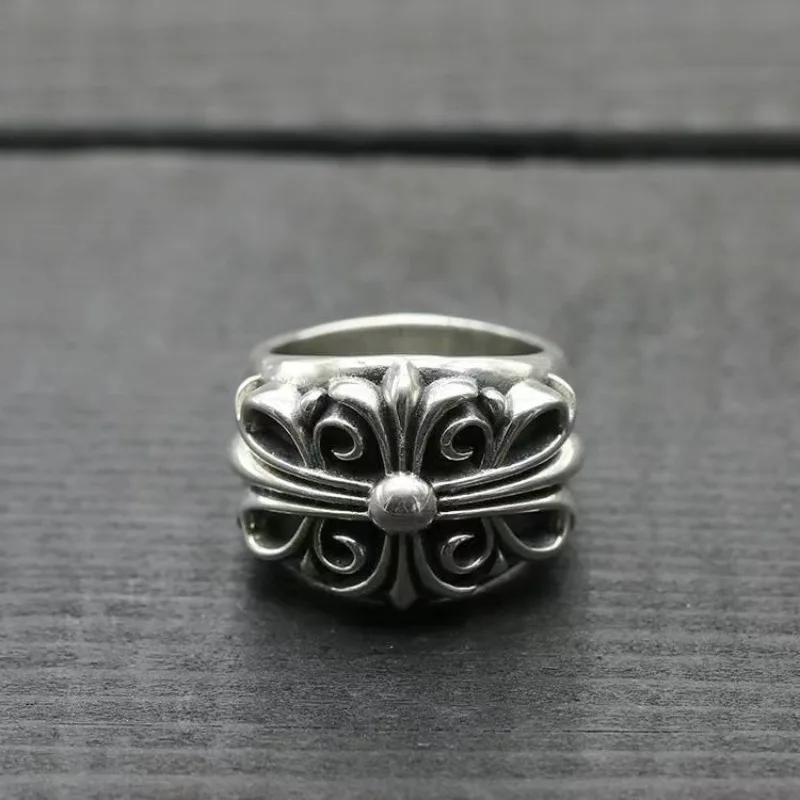 New Open Ring Cross Flower Retro Ring Old Hip Hop Style Anchor Scout Flower Tomb Ring Batch