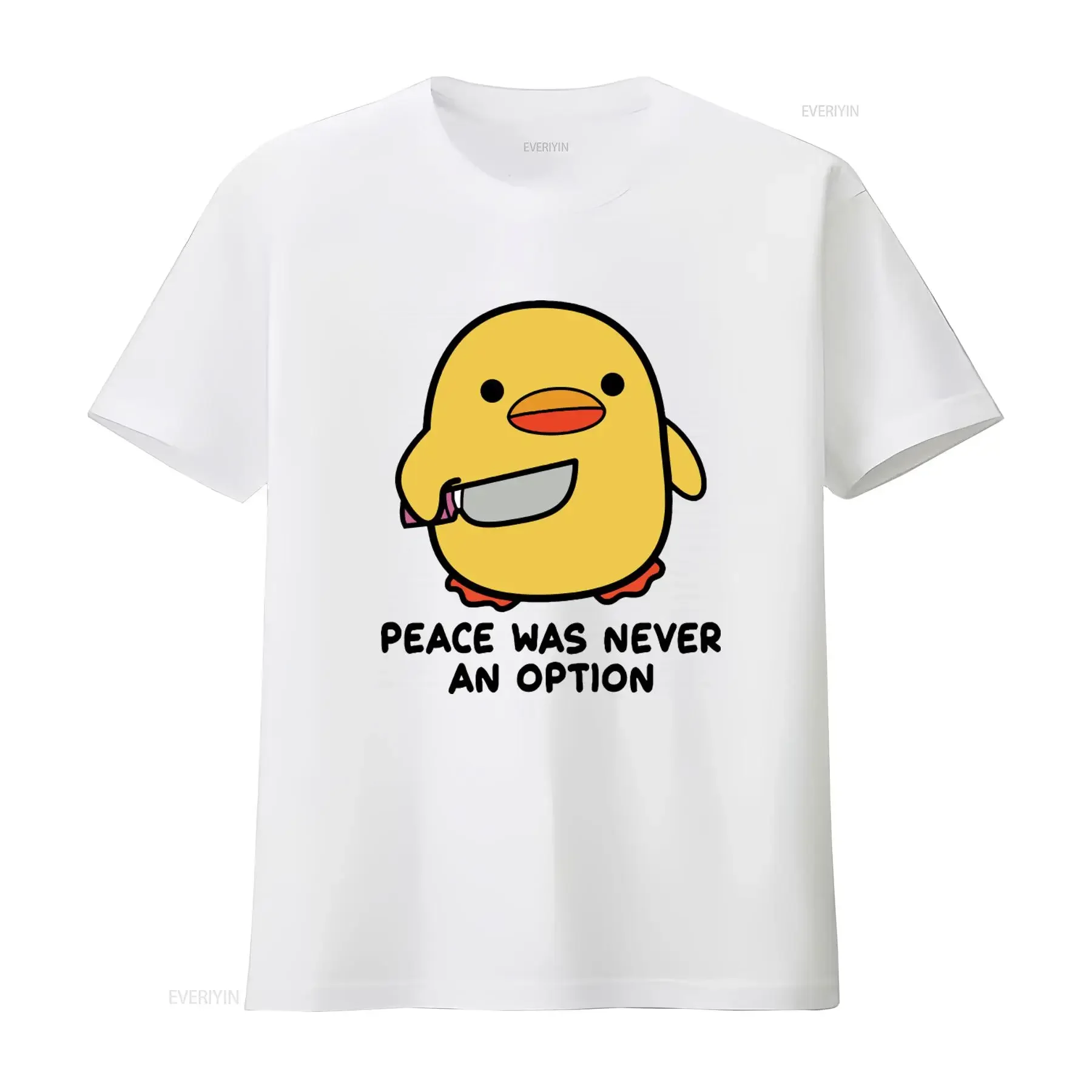 Peace Was Never An Option Armed Duck With Knife Dank Meme Quote T Shirt Out Of Pocket Humor Funny Saying Trendy For Her graphic