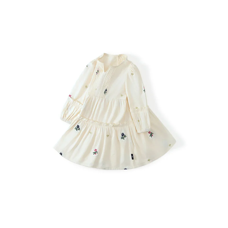 

Children's Clothing Autumn New Children's Skirt Fashionable Princess Dress Girls' Embroidered DressVCollar Dress