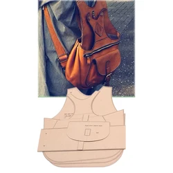 diy Leather craft big size backpack kraft paper sewing pattern hollowed stencil template