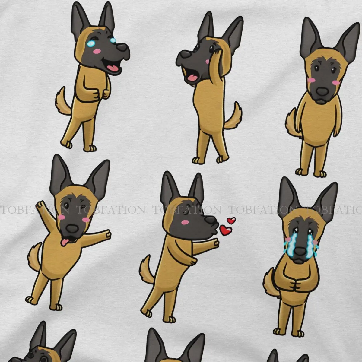 Belgian Malinois Malinois Dog Emoticon Tshirt Graphic Men Tops Vintage Homme Summer Streetwear 100% Cotton T Shirt