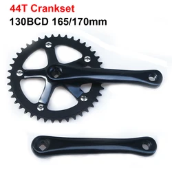 Fixed Gear 130BCD 165mm Bicycle Crankset Square Taper Hole Racing Retro Single Speed Crankset 44T Chainring Teeth Bike Crank Arm