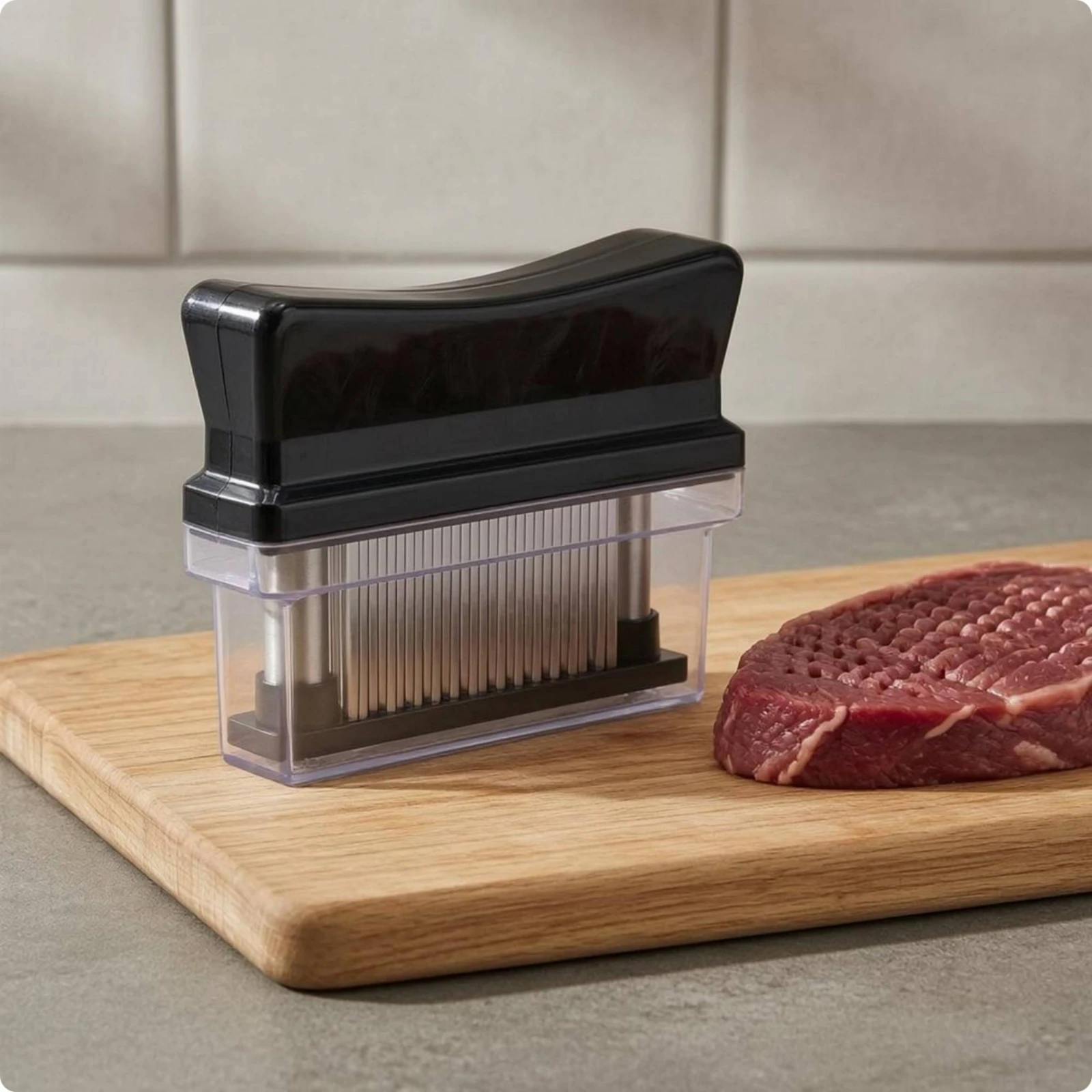 Needle Meat Tenderizer Clear Chamber Manual Meat Tenderizer Kitchen Utensil Compact Size Food Prep Tool Faster Marinating