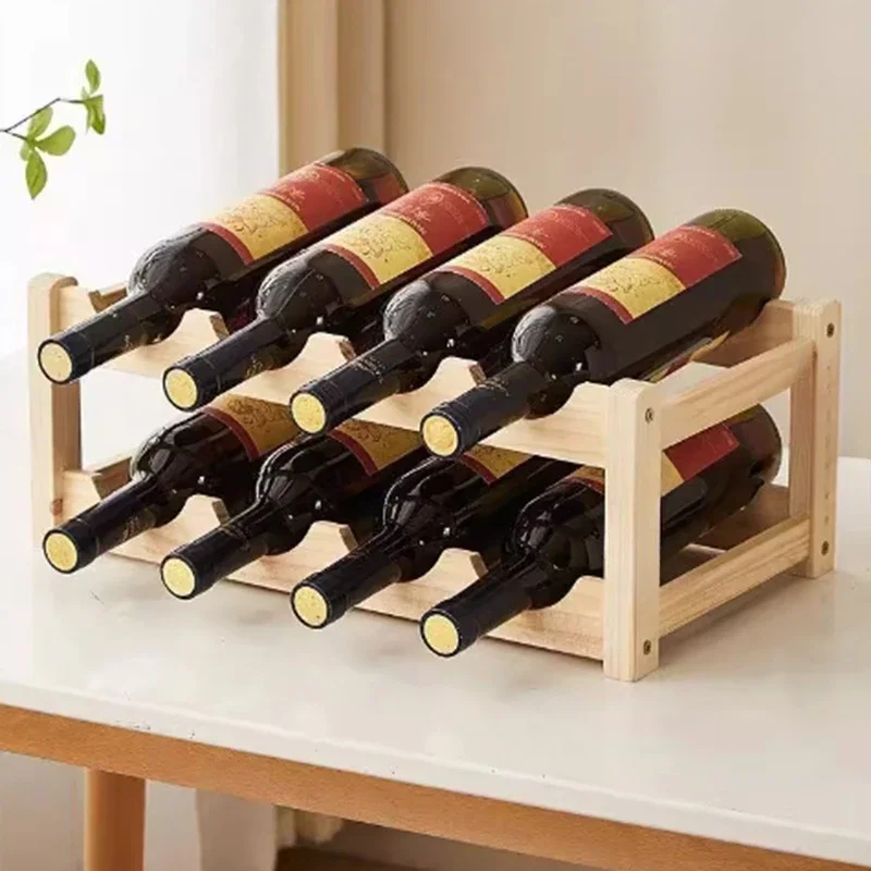 

Solid Wood Wine Rack Storage Stackable Bottle Rack Holder Decorative Wine Cork Holder Wine Bottles Stand Accessories Home Bars