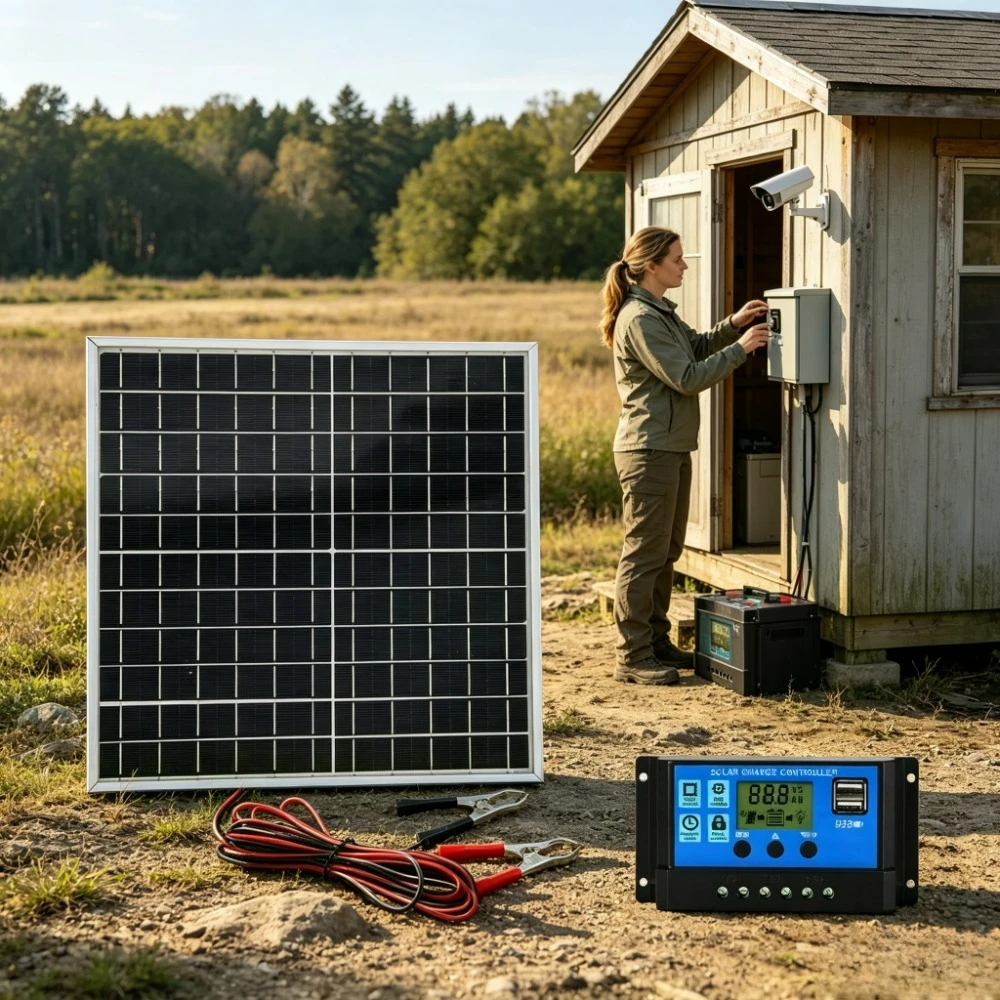 Portable RV Solar Panel Kit 12W Monocrystalline Aluminum Frame 12Vsolar Charge Controller Outdoor Solar Charging Station Hiking