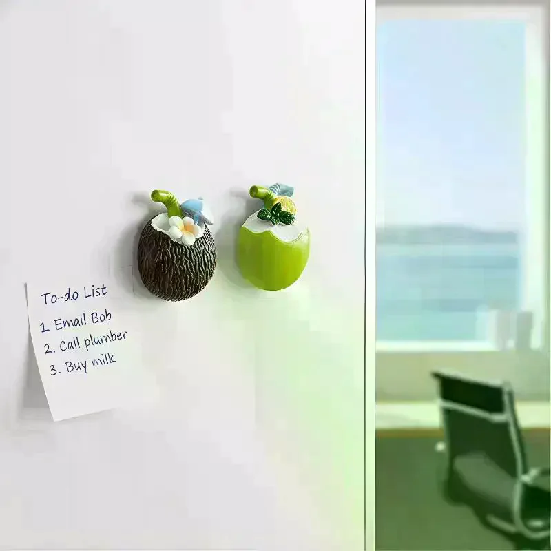 Refrigerator Magnets Cute Resin Refrigerator Sticker Summer Coconut Refrigerator Magnet Sticker