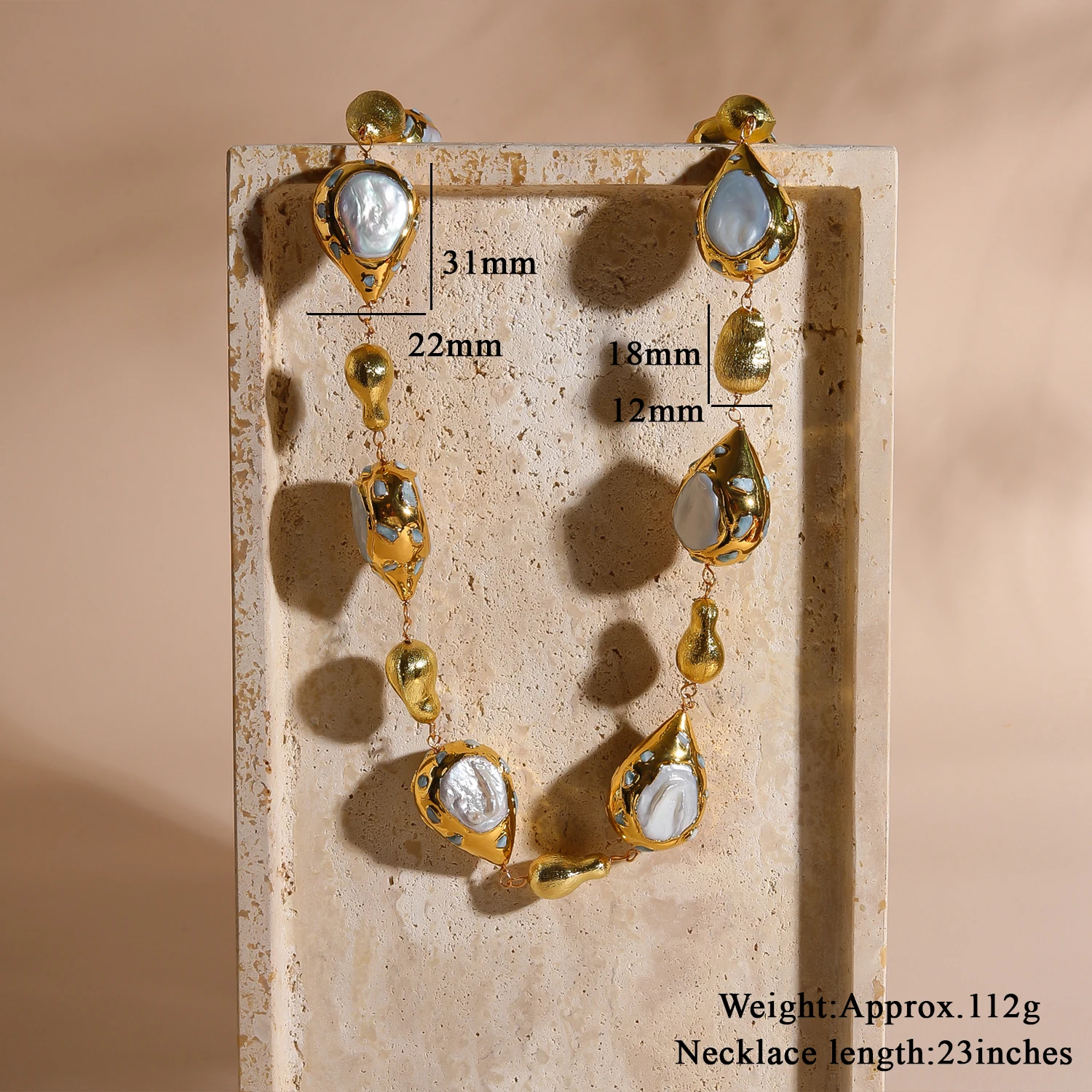 Gorgeous Trendy Necklace Natural Freshwater Pearl 18K Gold Plated Copper for Engagement Fashionable Jewelry Gift for Friends