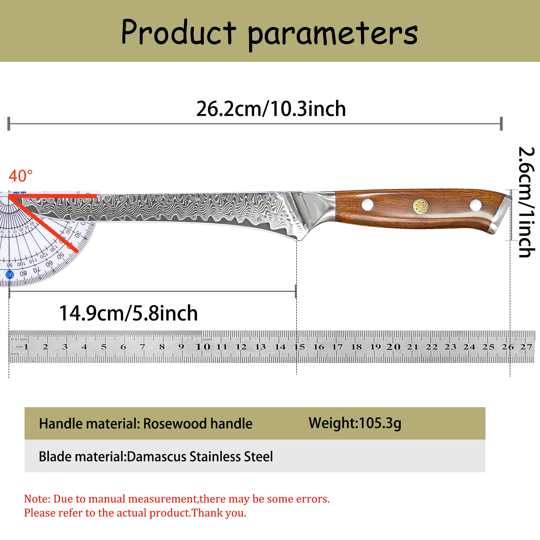 Premium Boning Knife Damascus Steel Knife Kitchen Knives Chef Cooking Tools Vegetables Slicing Fruit Knives Meat Boning Cleaver - view 2