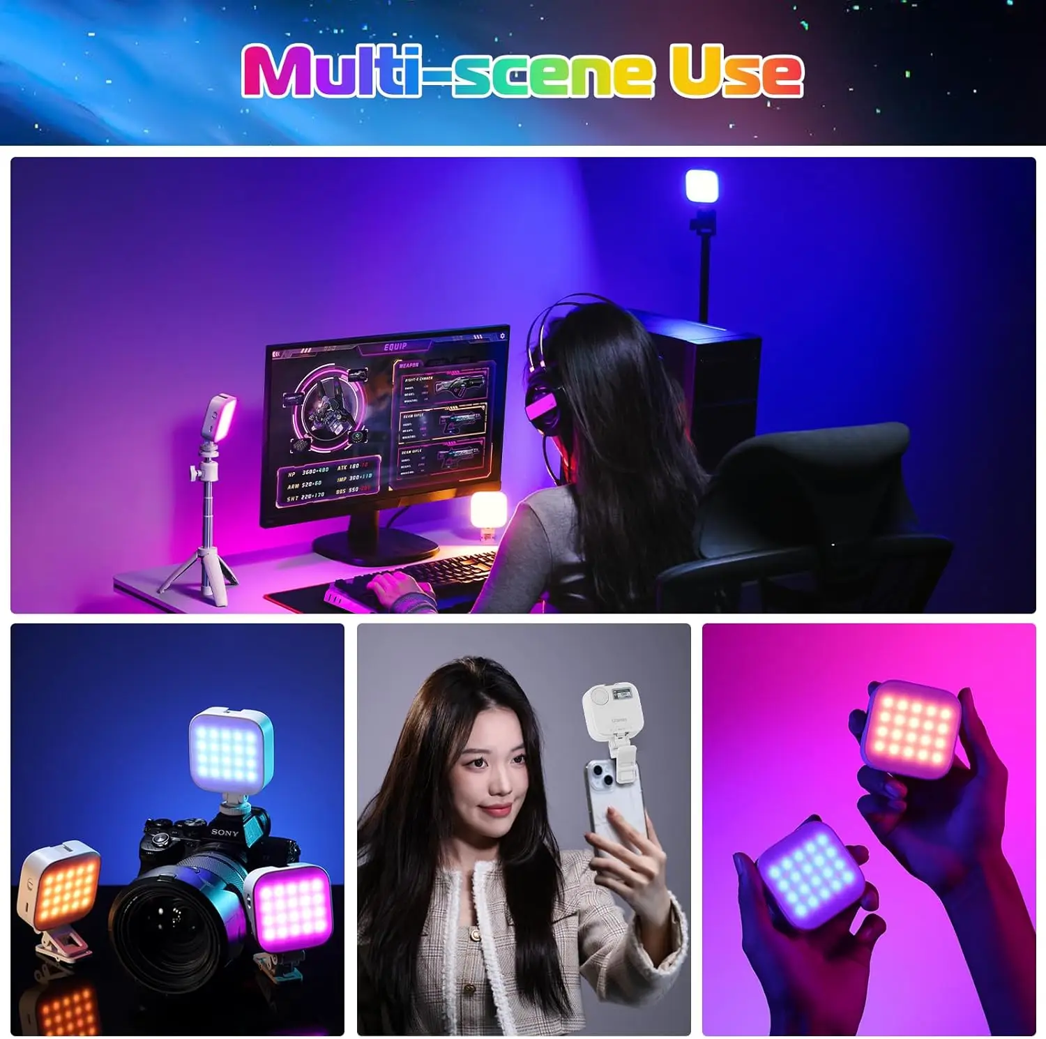 Ulanzi-Mini Pocket LED Video Lamp com Tela, U60, Recarregável, 9000K, Cold Shoe Mount, Painel RGB, Fotografia Luz, PK VL49 RGB