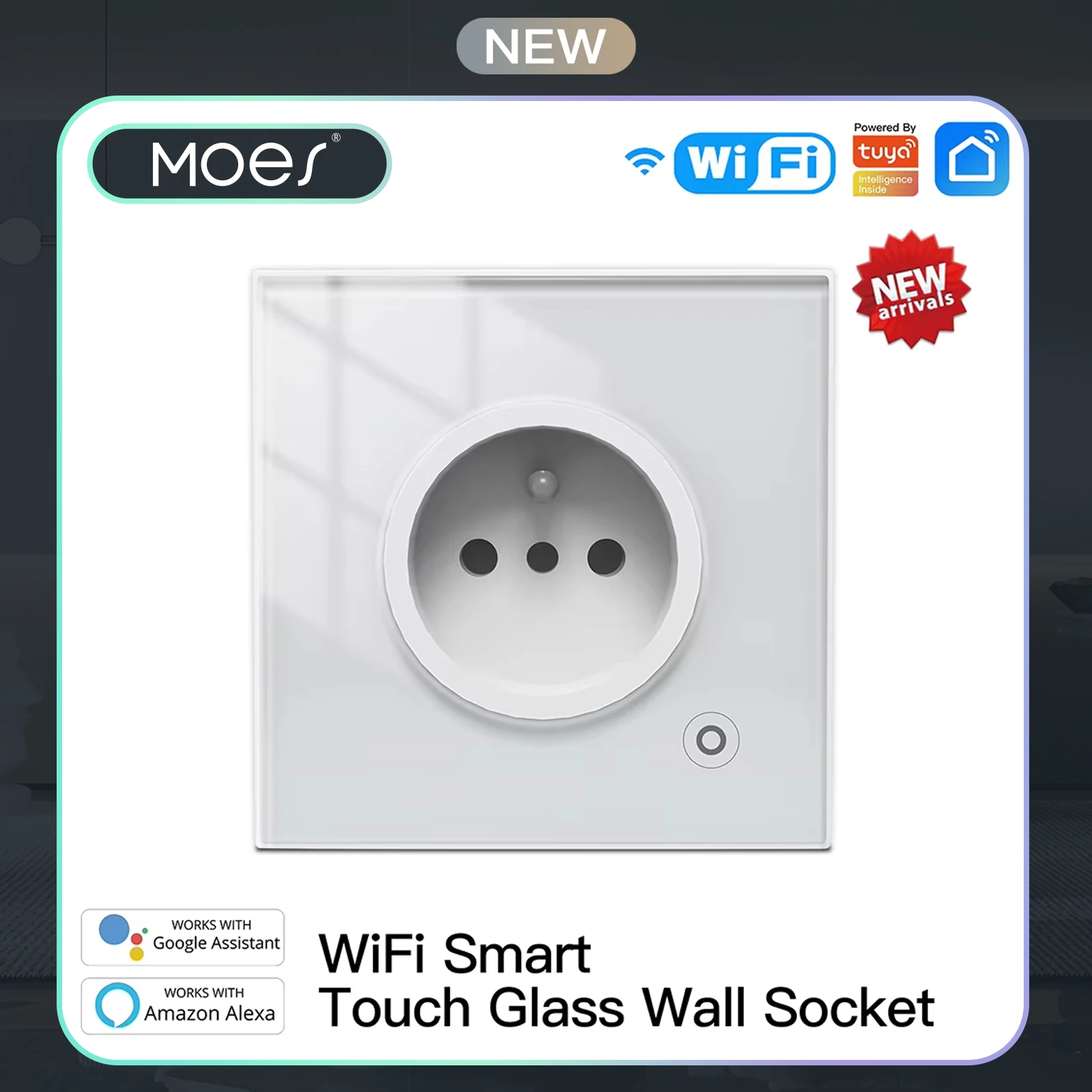 

Wi-Fi Tuya Smart 16A Розетка со стеклянной панелью Монитор мощности Сенсорная вилка Реле Status Режим освещения Регулируемое приложение Smart Life Alexa