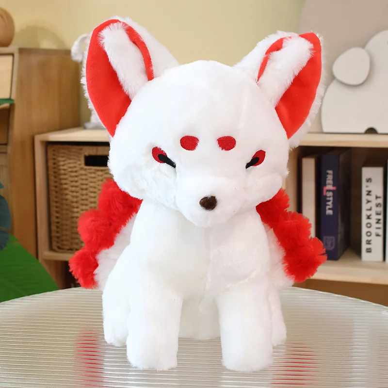 38cm Simulation Fat White Nine-Tailed Fox Plush Toy Stuffed Fox Animal High Quality Gumiho Birthday Gift Toy Home Decor Kids Toy