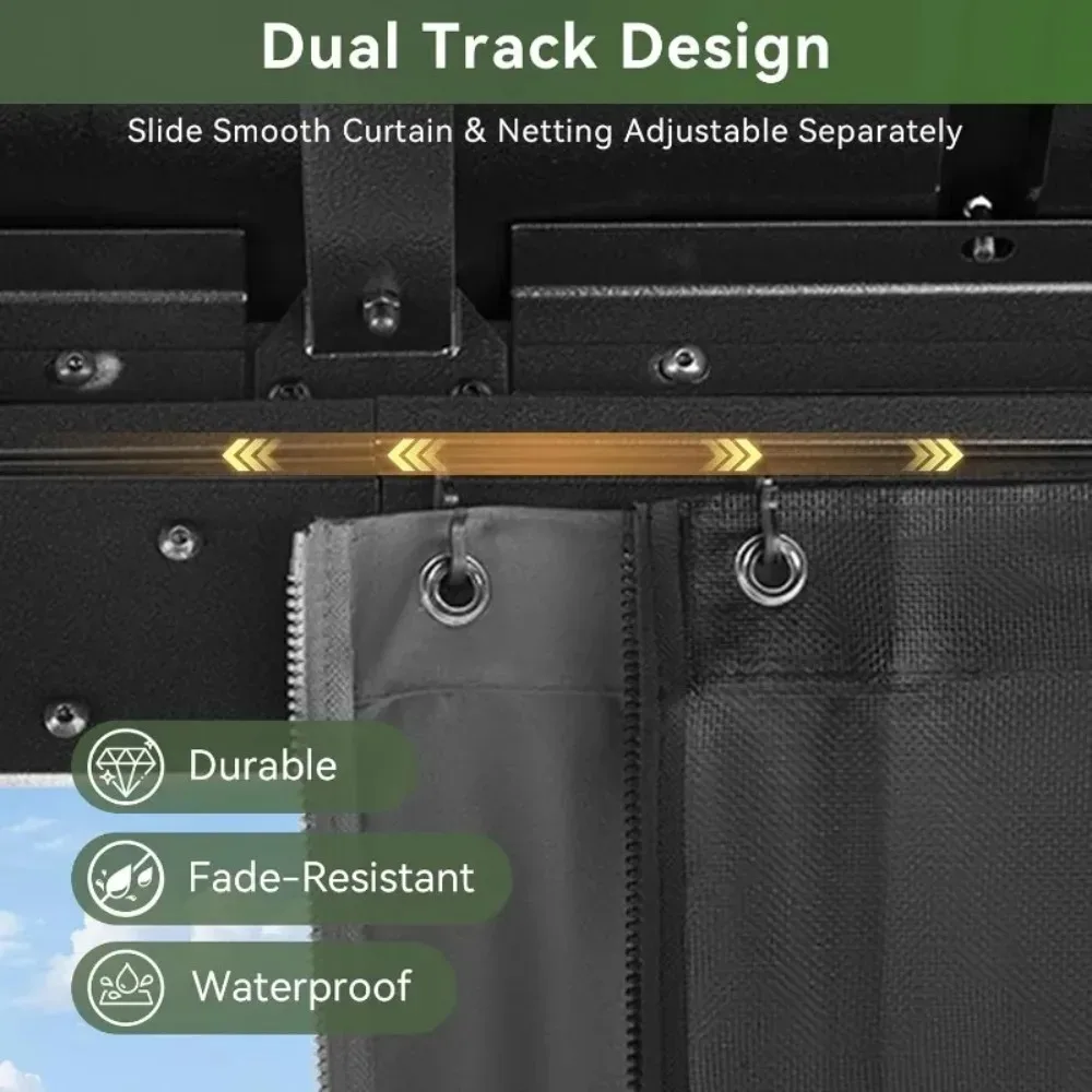 أكشاك مناسبة لجميع الأحوال الجوية مقاس 10 × 12 مع ستائر وإطار من الألومنيوم للسطح والساحة #6