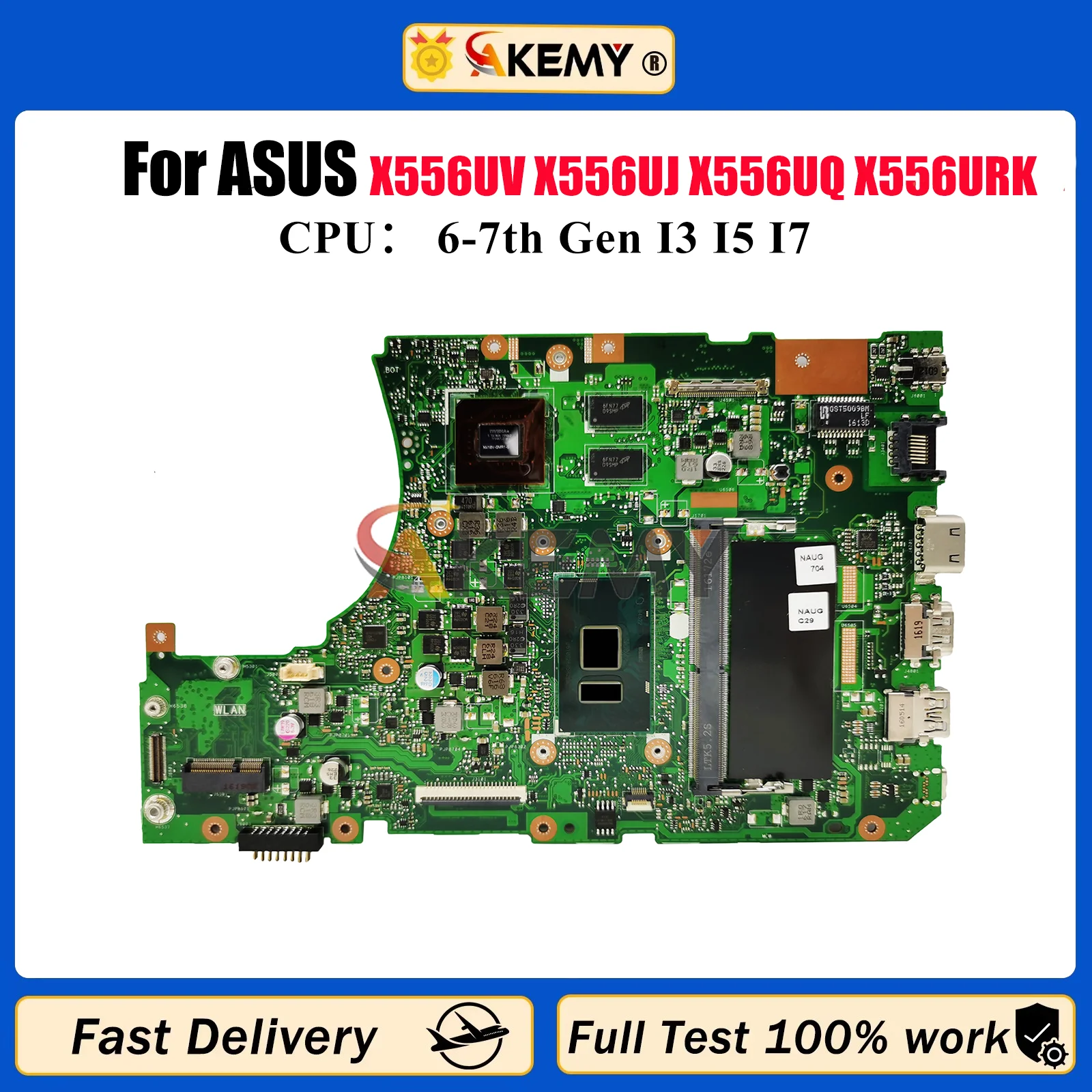 

X556UV Материнская плата для ноутбука ASUS X556U R558U FL5900U VM591U X556UJ X556UQ X556URK X556UQK X556UF Материнская плата с процессором I3 I5 I7