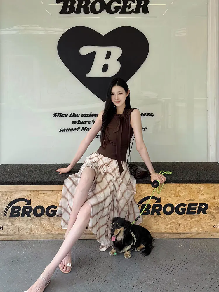 엘리 퓨어 컬러 슬림 베스트 여성 패션 디자인 매듭 벨트 탑 여름 신상 캐주얼 편안한 통기성