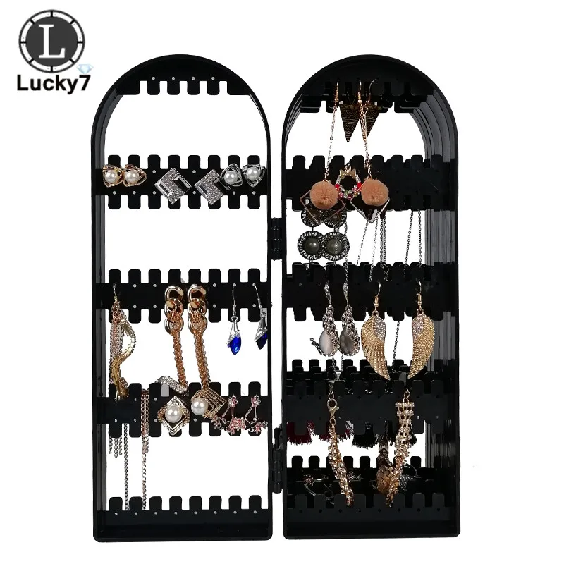 120/180/240/360holes Plastic Clear Earrings Studs Display Rack Folding Screen Earring Jewelry Display Stand Holder Storage Box