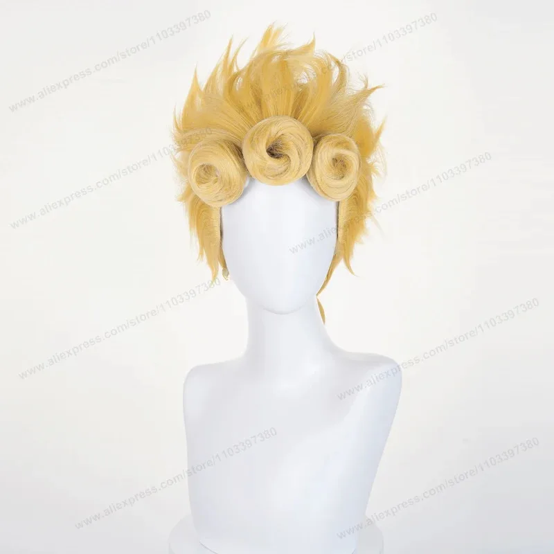 Giorno Giovanna Cosplay Synthetic Wig 58cm Short Golden Men Hair Anime Halloween Wigs Resistant to Heat;3'f,6;t.8' view 4