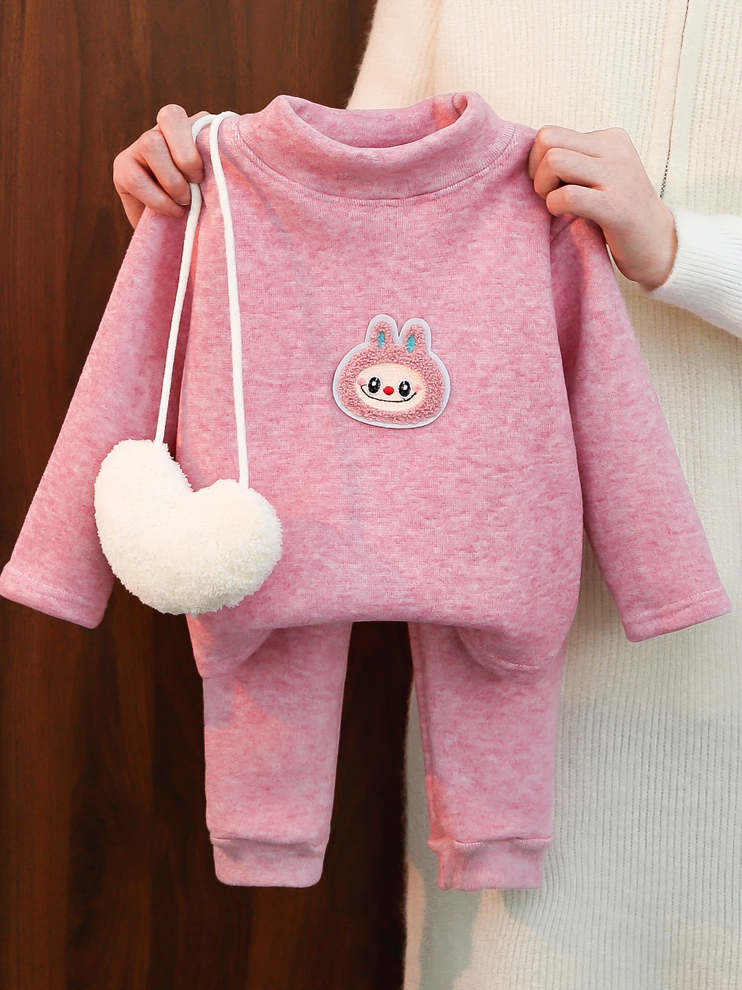 

Thiened Fce f с высоким воротником Base irt для мальчиков и девочек, детский зимний термобелье, комплект длинных брюк, круглые длинные брюки