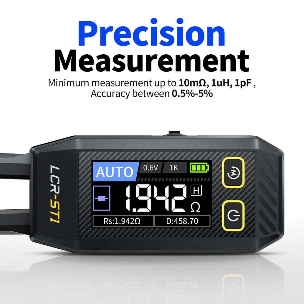 FNIRSI LCR-ST1 10KHz LCR Meter Tweezer, Mini Smart SMD Tester, Auto Component Recognition Electronic Component Analyze ZJY