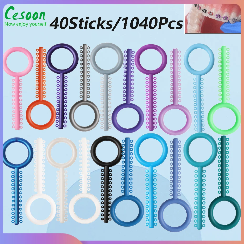 1040Pcs Dental Elastic Ligature Ties Orthodontic Brace For Bracket Ligating Colourful Ring Dentistry Material Ortho Modules Tool