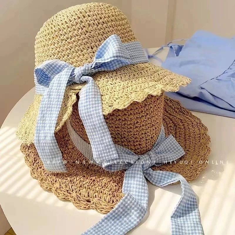 Summer Straw Bucket Hats For Women Hollow Vent Panama Cap Female Foldable Fisherman Hat Outdoor Travel Sun Protection Hats Gorro